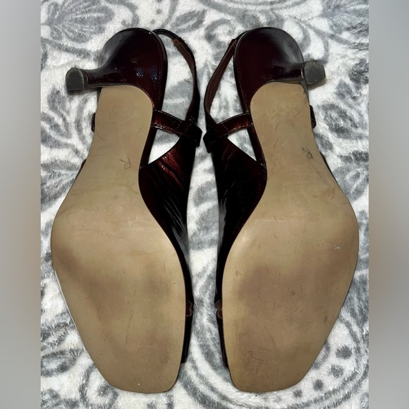 Harold’s Size 8M metallic copper brown Paten leather upper sling back heel strap - Picture 6 of 8